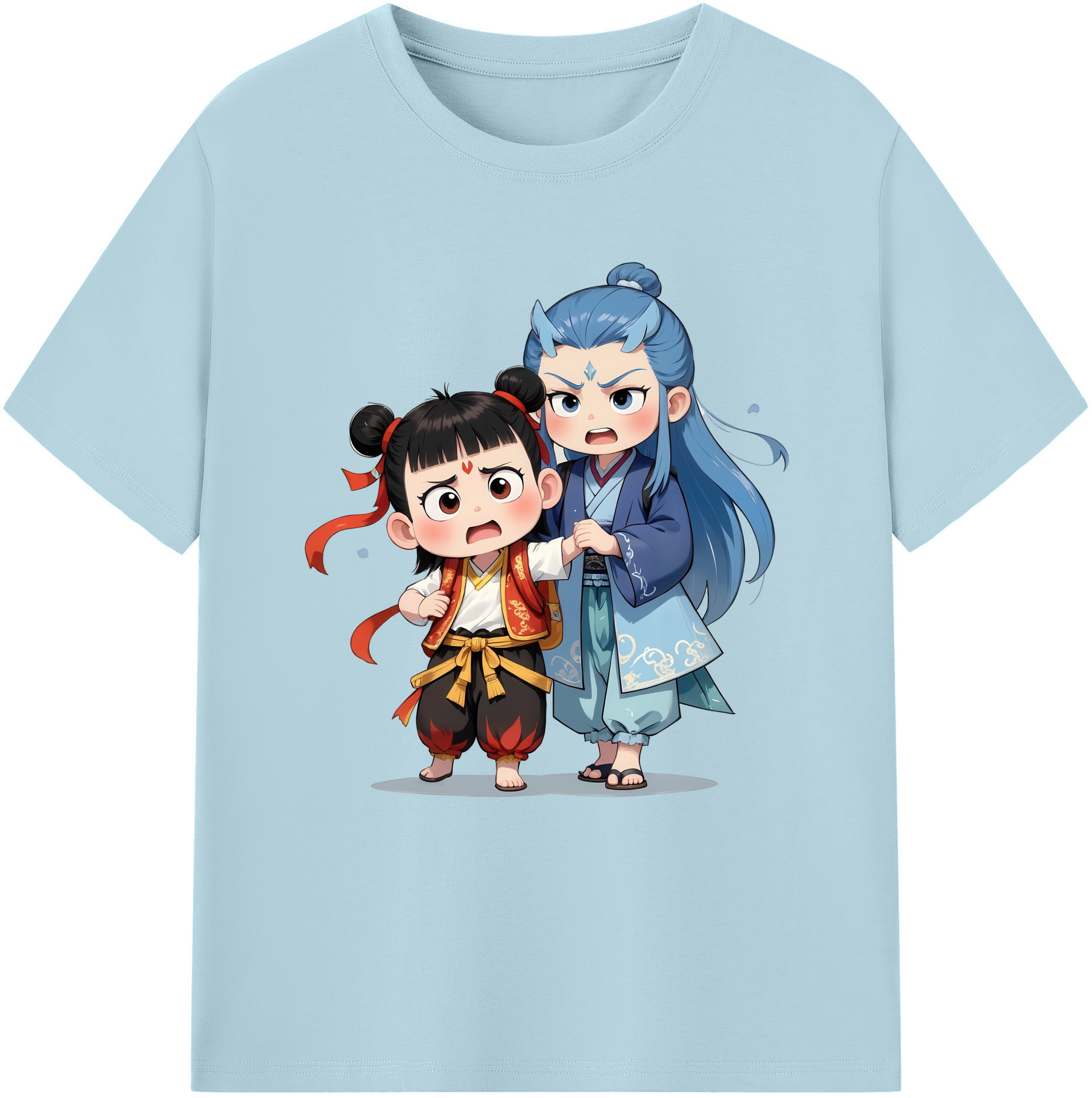 （画像用） Ne Zha 2 ナタ 魔童の大暴れ 綿100％半袖Tシャツ（フロントプリント）